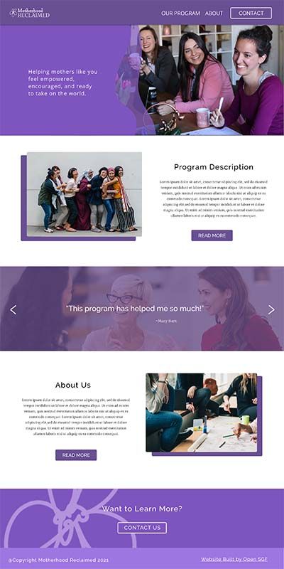 Design Mockup for motherhoodreclaimed.org